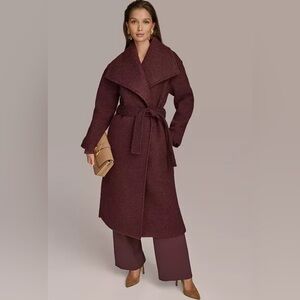 Donna Karan Deep Burgundy Belted Coat